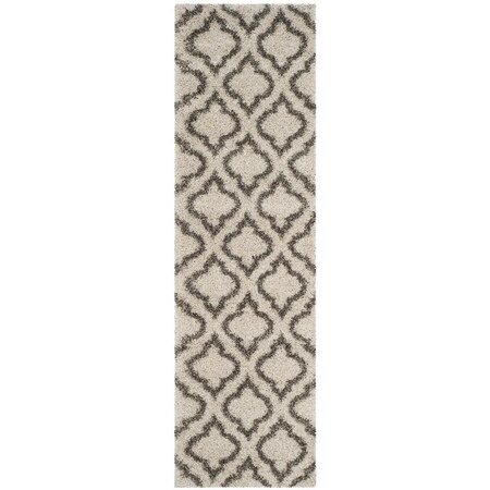 Safavieh 2 ft. 3 in. x 10 ft. Hudson Shag Power Loomed Runner Area Rug; Ivory & Grey SGH284A-210